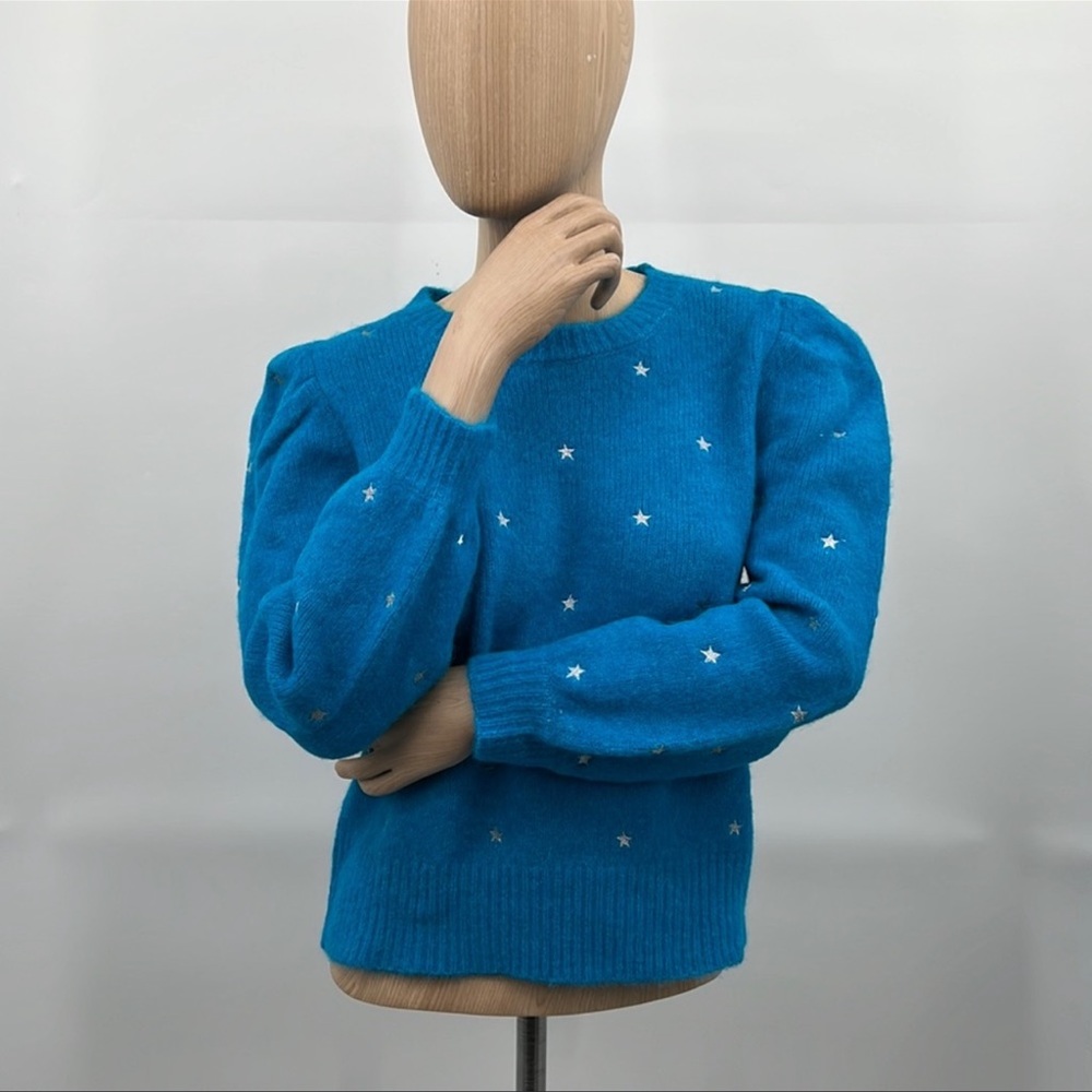 🆕Generation Love Merino/Alpaca Wool Sweater Angelina Star Teal Silver Blue